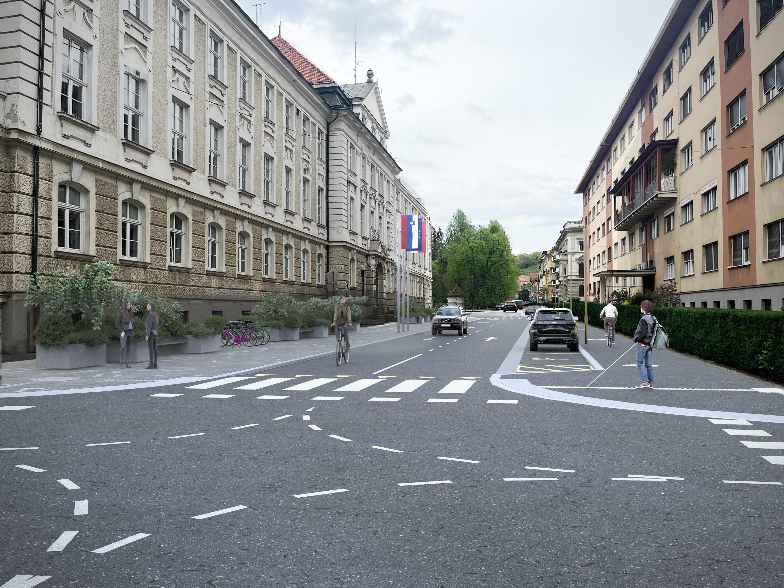 Vizualna zasnova prenove Gregorčičeve ulice s Trgom generala Maistra