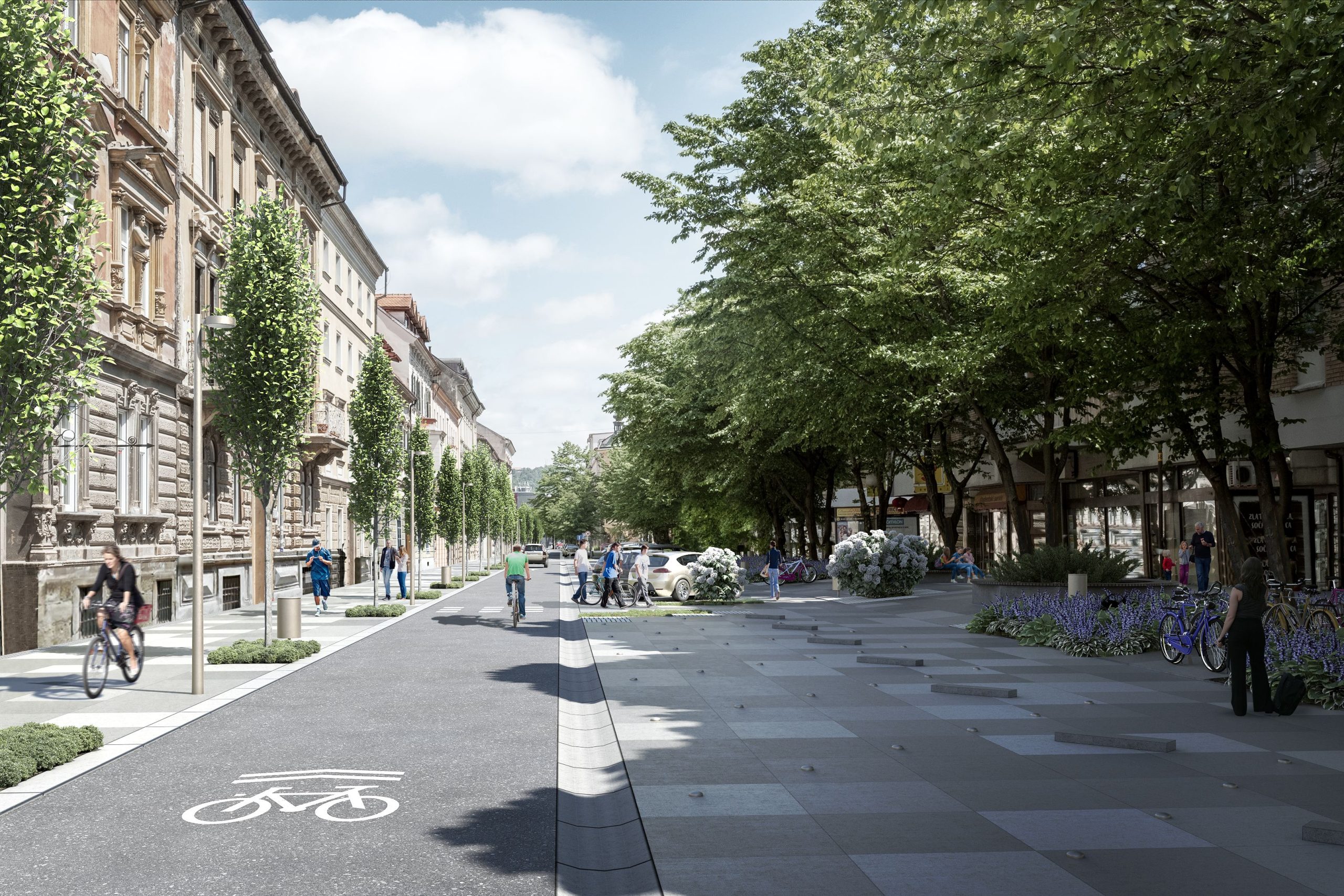 Vizualna zasnova prenove Gregorčičeve ulice s Trgom generala Maistra